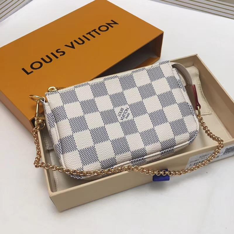 LV Handbags Clutches N58010 White Grid